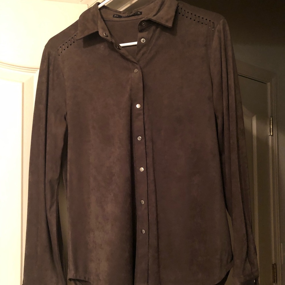 Brown suede Zara button up